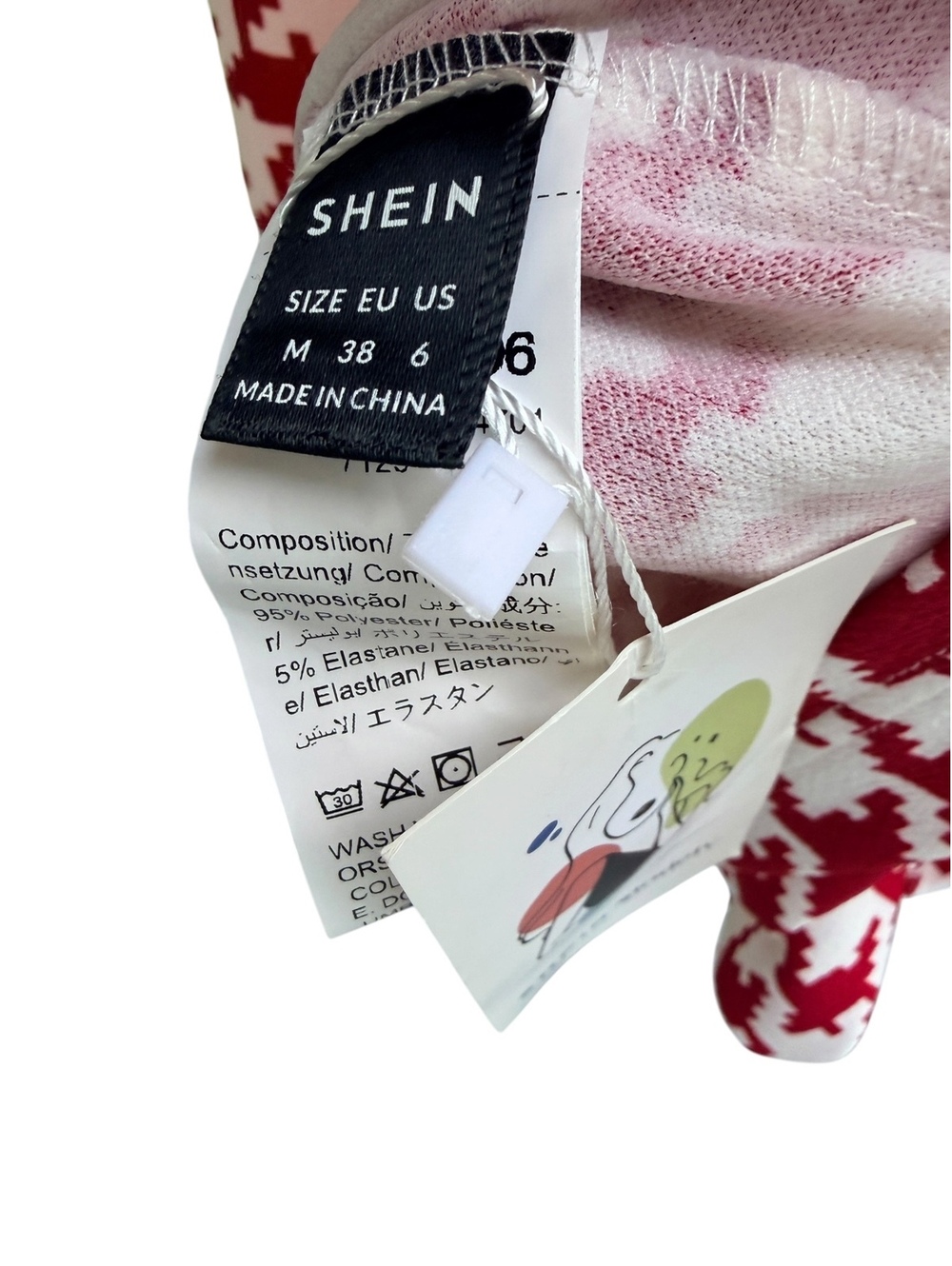 SHEIN Red and White Houndstooth Off-Shoulder Midi Dress Size M - Picture 4 of 6